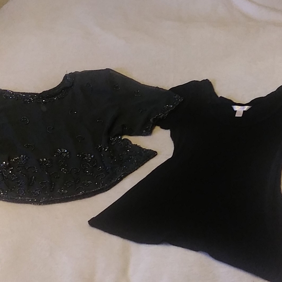 Tops - Vintage Beaded Crop Top with Sheer T